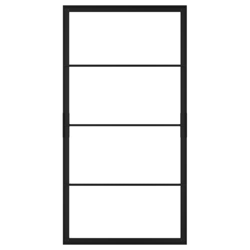 Must SKYTTA lükandukse raam; minimalistlik, ristkülikukujuline disain.