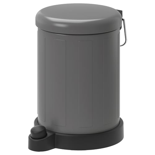 Hall TOFTAN pedaalikast jalgpedaali, käepideme ja kaanega, valmistatud tsingitud terasest ja plastikust.