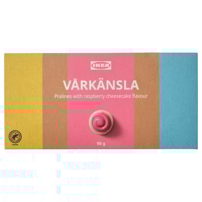 VÅRKÄNSLA Šokolaadipralineed kinkekarbis, valge šokolaadi pralineed vaarika ja juustukoogi maitsega, 90 g