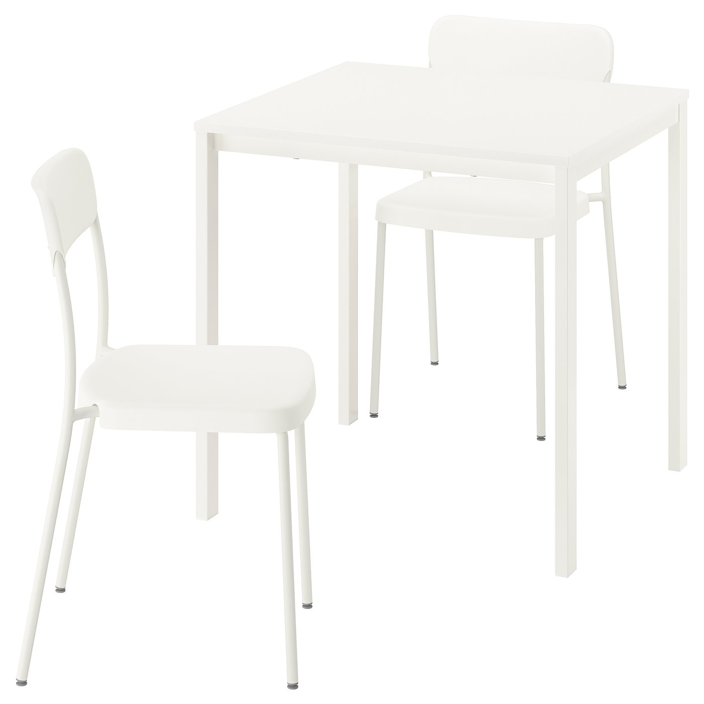 VIHALS / VIHALS Laud ja 2 tooli - valge valge/valge 74x74 cm