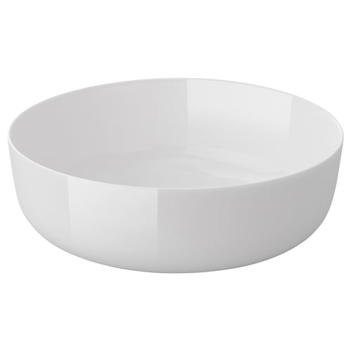VITBLECKA valge kauss, valmistatud karastatud klaasist, ümmargune kuju, elegantne disain.
