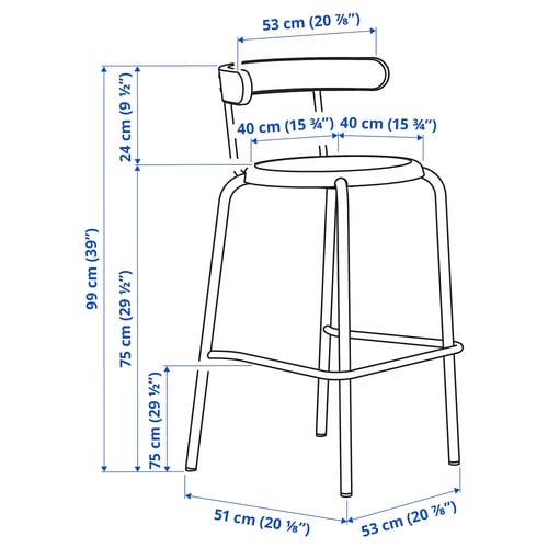 Illustratsioon toote mõõtudega: YNGVAR.