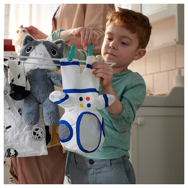 AFTONSPARV Пододеяльник и наволочка, космос белый/чёрный, 150x200/50x60 см