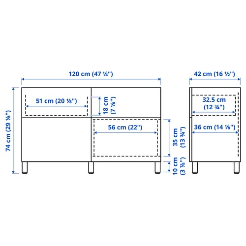 BESTÅ Комб для хран с дверц/ящ, пипмакаре белый/Stubbarp белый, 120x42x74 см
