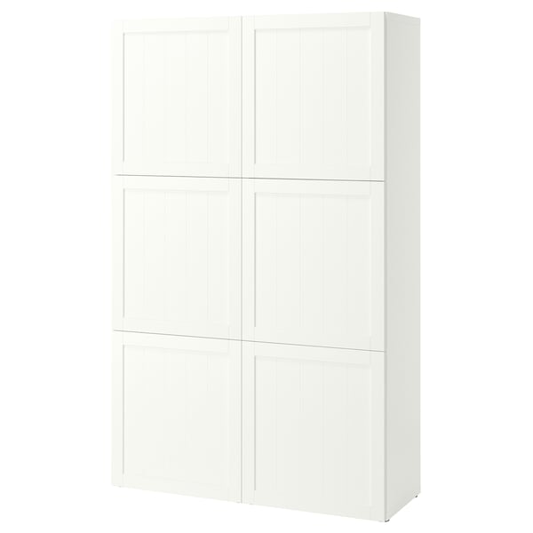 BESTÅ Комбинация для хранения с дверцами, белый/пипмакаре белый, 120x42x193 см