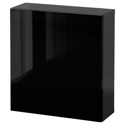 BESTÅ Комбинация настенных шкафов, черно-коричневый/Selsviken чёрный, 60x22x64 см