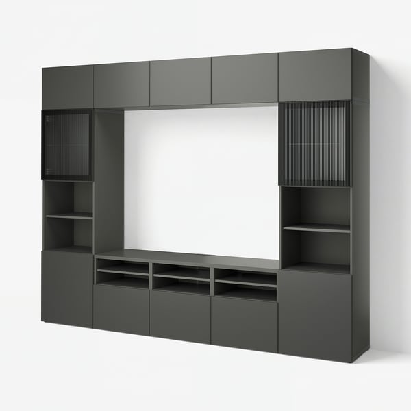 BESTÅ Шкаф для ТВ, комбин/стеклян дверцы