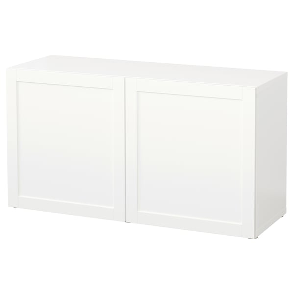 BESTÅ Стеллаж с дверьми, белый/Hanviken белый, 120x42x64 см