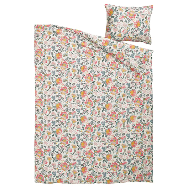 DAGGSALVIA Пододеяльник и наволочка, разноцветный/цветочный орнамент, 150x200/50x60 см