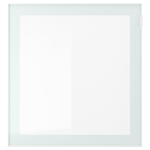 GLASSVIK Стеклянная дверь, белый/светло-зеленый матовое стекло, 60x64 см