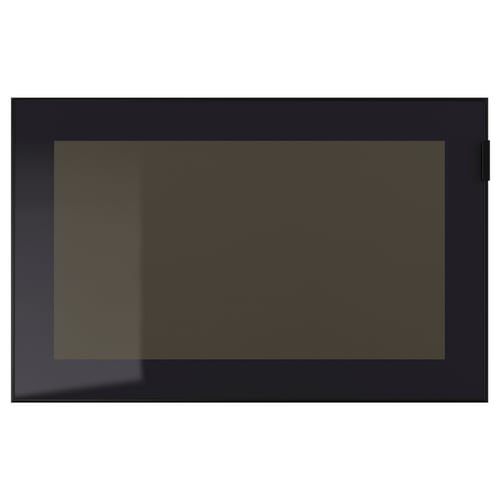 GLASSVIK Стеклянная дверь, чёрный/дымчатое стекло, 60x38 см
