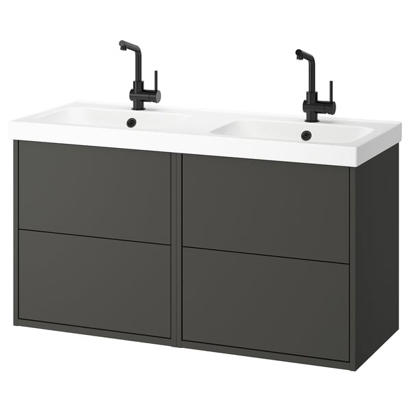 HAVBÄCK / ORRSJÖN Шкаф п-раковину/раковина/смеситель, темно-серый, 122x49x69 см