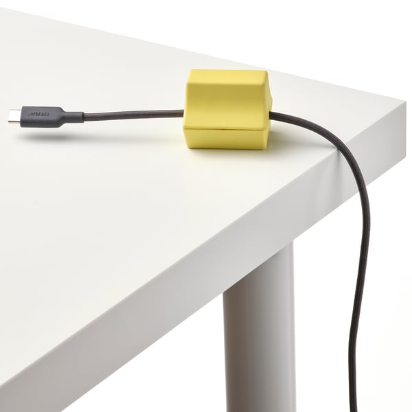 HAVSKÅL Держатель для USB-кабелей, 2 шт., чёрный/желтый