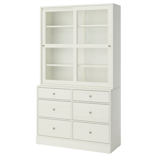 HAVSTA Комбинация для хранения с сткл двр, белый, 121x47x212 см