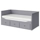 HEMNES Кушетка с 2 матрасами/3ящиками, серый/Åfjäll средней жесткости, 80x200 см