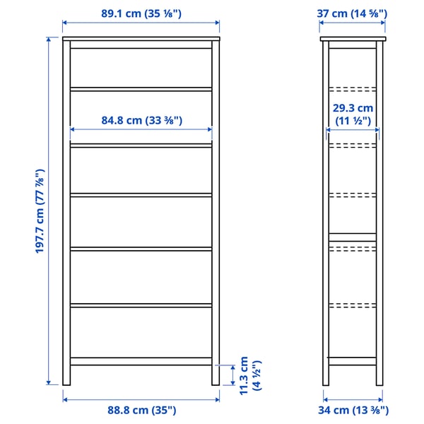 HEMNES Стеллаж, черно-коричневый/светло-коричневый, 90x197 см
