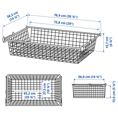 HJÄLPA Проволочн корзина с направляющими, белый, 80x40 см