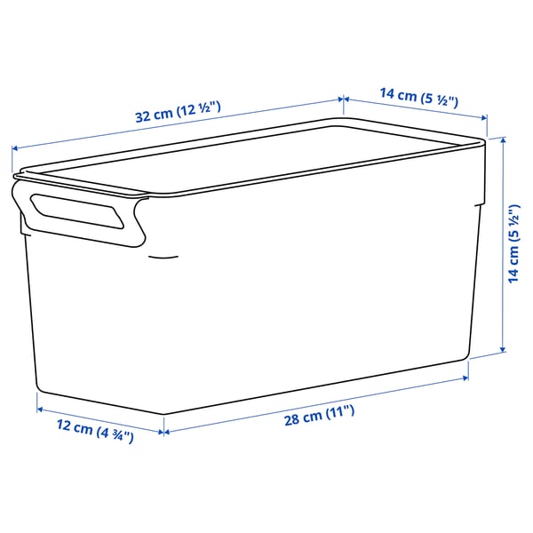KLIPPKAKTUS Контейнер для холодильника, прозрачный, 32x14x14 см