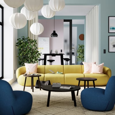 LILLESÄTER 5-местный диван, Gunnared яркий зелено-желтый