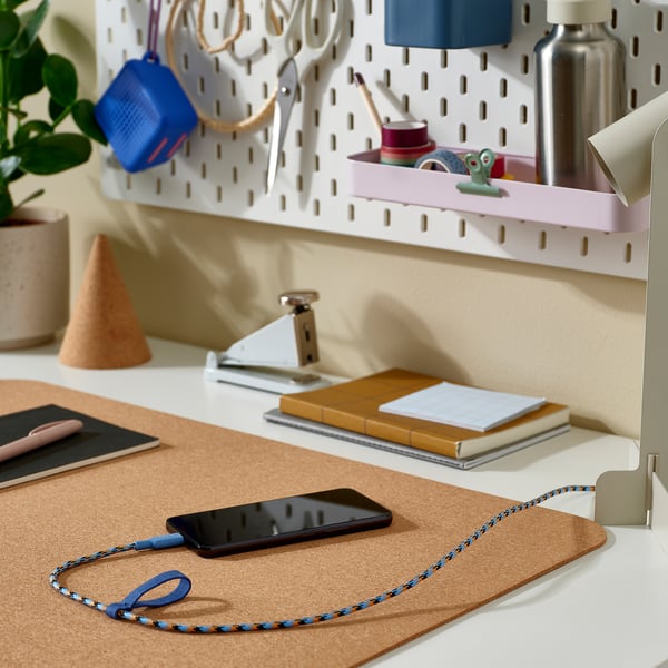 LILLHULT Кабель USB-A–USB-C, синий/оранжевый, 1.5 м