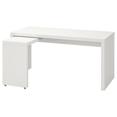 MALM Письменный стол с выдвижной панелью, белый, 151x65 см