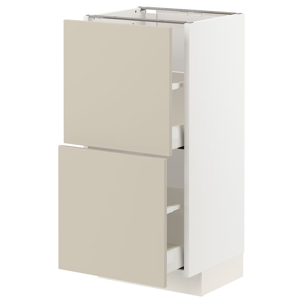 METOD / MAXIMERA Напольный шкаф с 2 ящиками, белый/Havstorp бежевый, 40x37 см