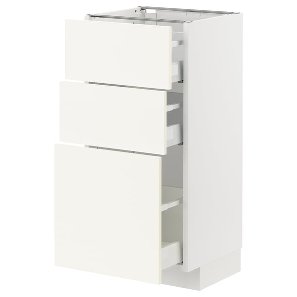 METOD / MAXIMERA Напольный шкаф с 3 ящиками, белый/Vallstena белый, 40x37 см