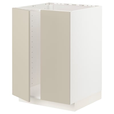 METOD Напольный шкаф для мойки+2 двери, белый/Havstorp бежевый, 60x60 см