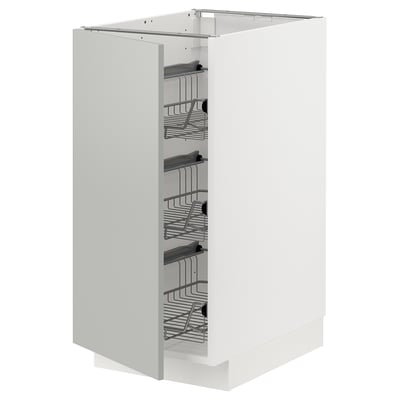 METOD Напольный шкаф/проволочные корзины, белый/Havstorp светло-серый, 40x60 см