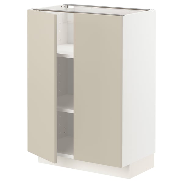 METOD Напольный шкаф с полками/2дверцами, белый/Havstorp бежевый, 60x37 см