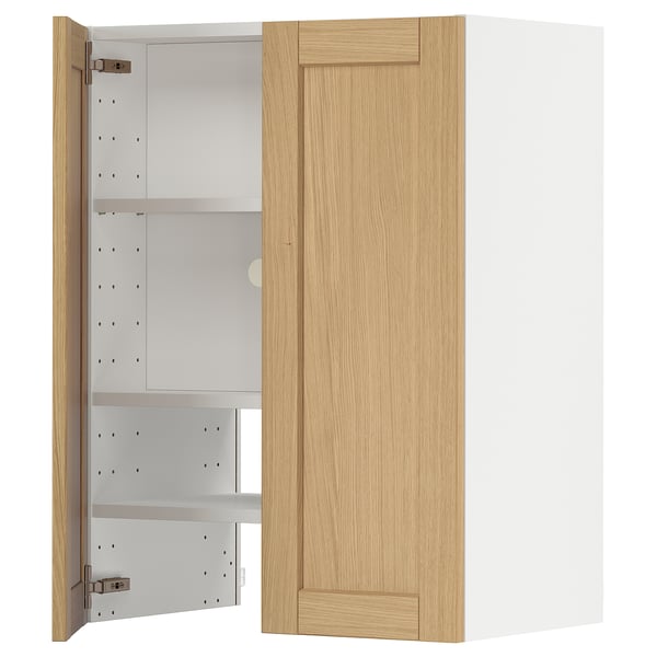 METOD Навесной шкаф д/вытяжки/полка/дверь, белый/Forsbacka дуб, 60x80 см