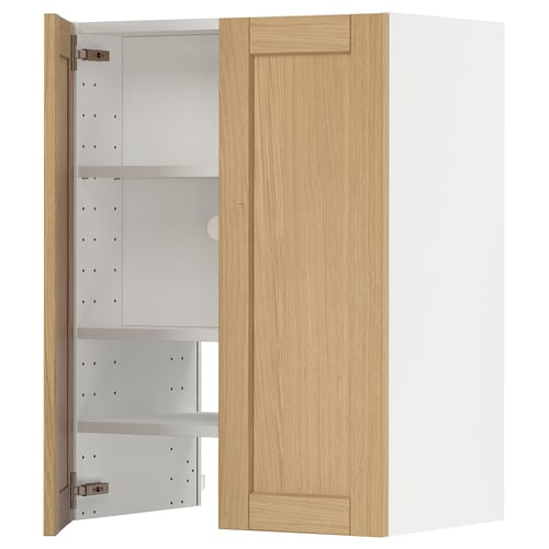 METOD Навесной шкаф д/вытяжки/полка/дверь, белый/Forsbacka дуб, 60x80 см