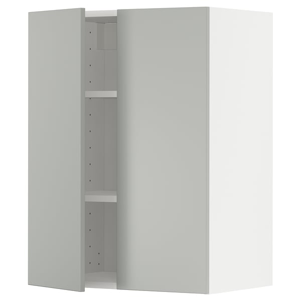 METOD Навесной шкаф с полками/2дверцы, белый/Havstorp светло-серый, 60x80 см