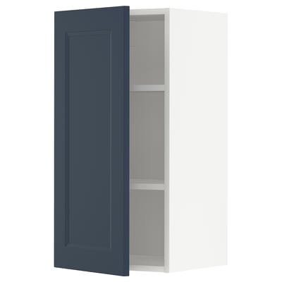 METOD Навесной шкаф с полками, белый Axstad/матовая поверхность синий, 40x80 см