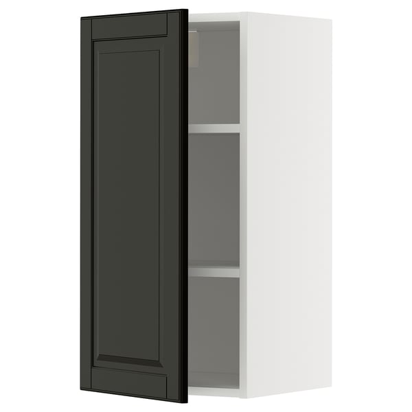 METOD Навесной шкаф с полками, белый/Bodbyn чёрный, 40x80 см