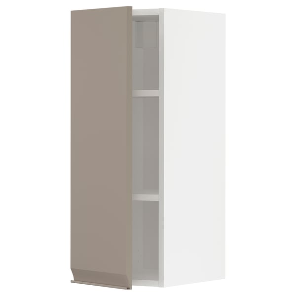 METOD Навесной шкаф с полками, белый/Upplöv матовый темно-бежевый, 30x80 см
