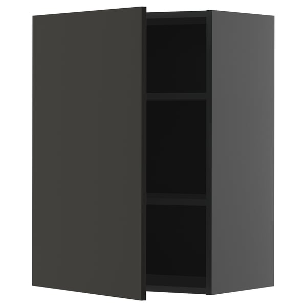 METOD Навесной шкаф с полками, черно-серый/Nickebo матовый антрацит, 60x80 см
