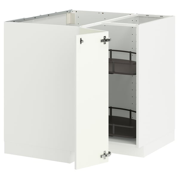 METOD Угловой напольн шкаф с вращающ секц, белый/Vallstena белый, 88x88 см