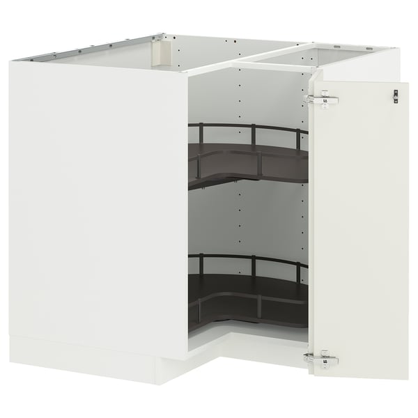 METOD Угловой напольн шкаф с вращающ секц, белый/Veddinge белый, 88x88 см