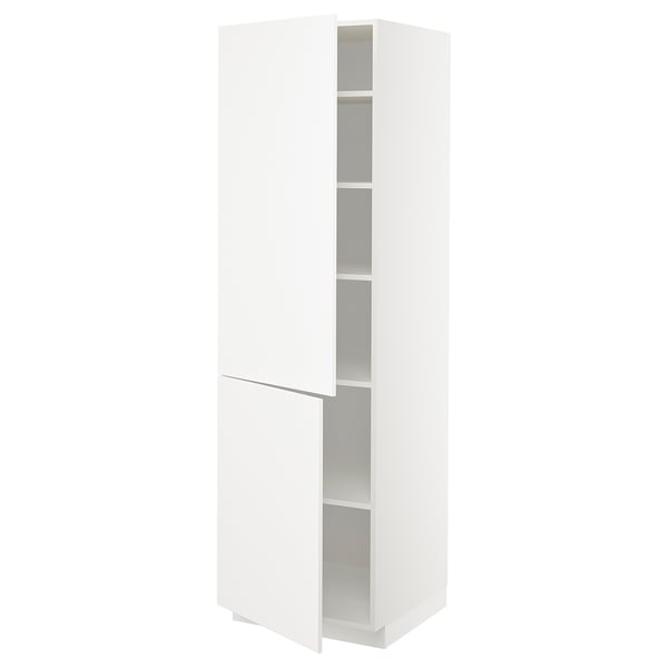 METOD Высокий шкаф с полками/2 дверцы, белый/Veddinge белый, 60x60x200 см