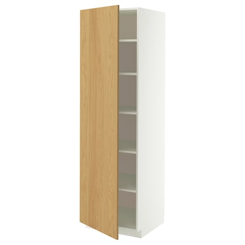 METOD Высокий шкаф с полками, белый/Sinarp дубовый шпон, 60x60x200 см