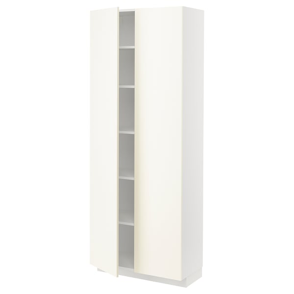 METOD Высокий шкаф с полками, белый/Vallstena белый, 80x37x200 см