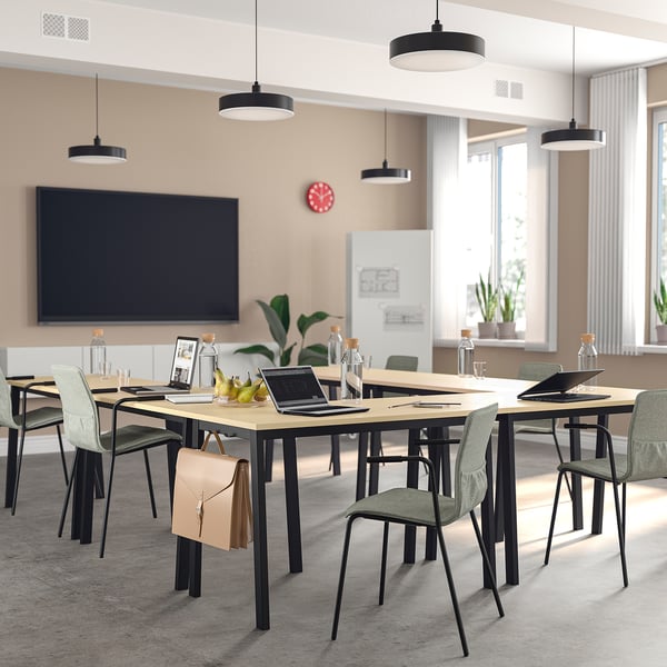 MITTZON МИТТЗОН Конференц-стол, березовый шпон/чёрный, 120x68x75 см