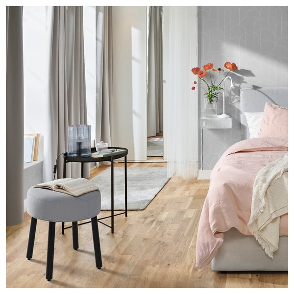 MÖRTFORS МЁРТФОРС Пуф, дисерёд серый, 47x47 см