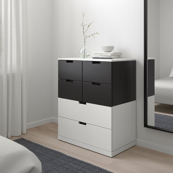 NORDLI Комод с 6 ящиками, белый/антрацит, 80x99 см
