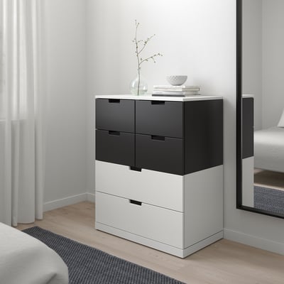 NORDLI Комод с 6 ящиками, белый/антрацит, 80x99 см