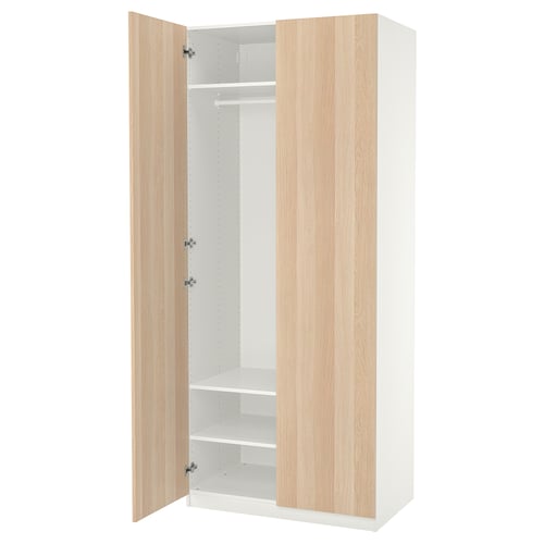 PAX / FORSAND Гардероб, белый/под беленый дуб, 100x60x236 см