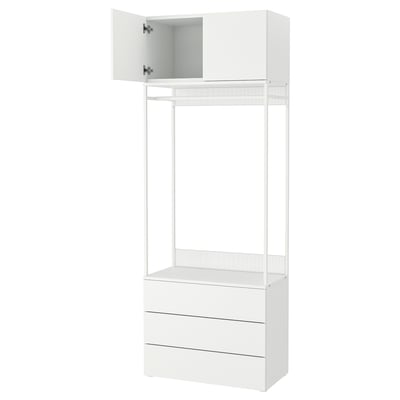 PLATSA Гардероб 2-дверный+3 ящика, белый/Fonnes белый, 80x42x221 см