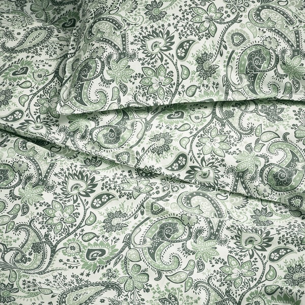 RODGERSIA Пододеяльник и наволочка, зеленый/белый, 150x200/50x60 см