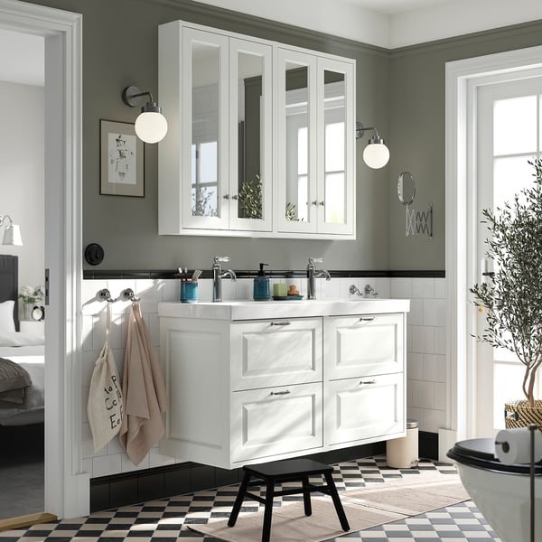 TÄNNFORSEN / ORRSJÖN Шкаф с раковиной, белый, 122x49x69 см
